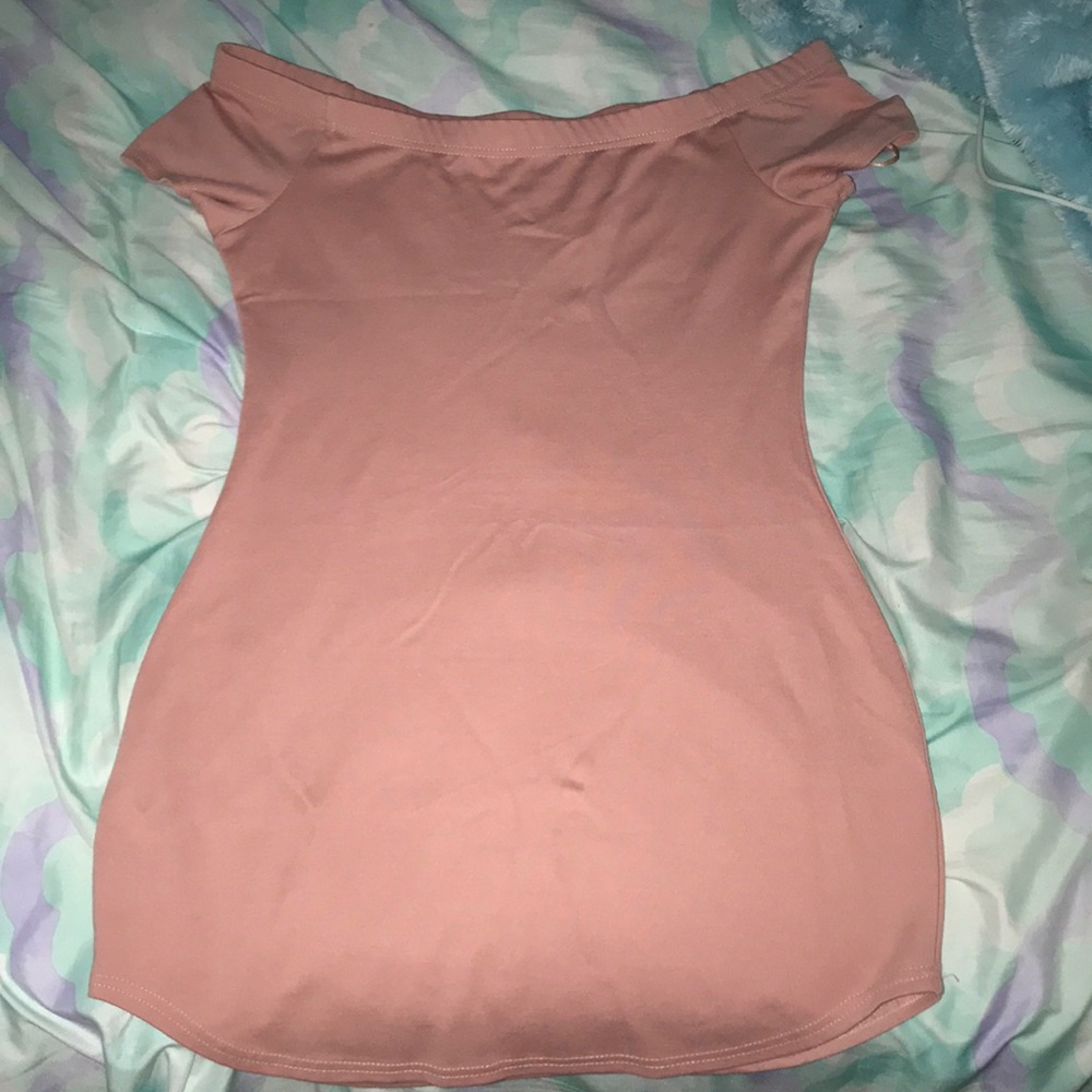 Off the sleeve pink/nude dress